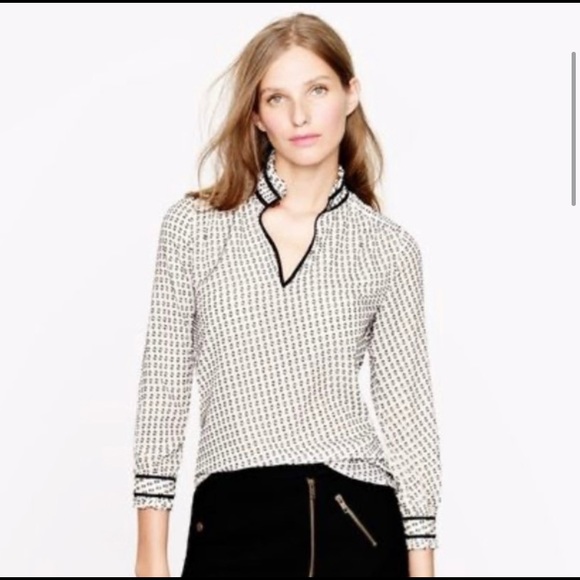 J. Crew Tops - J.Crew White and Black Textured Blouse